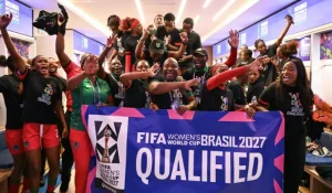 Jogadoras e comissão técnica do Malawi celebram vaga para o Mundial de 2027 no Brasil | FIFA /Divulgação