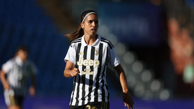 Alba Redondo, da Juventus, em ação durante jogo da Serie A Women's Cup no Estádio Giuseppe Sinigaglia, em agosto de 2026 | Claudio Villa/Getty Images